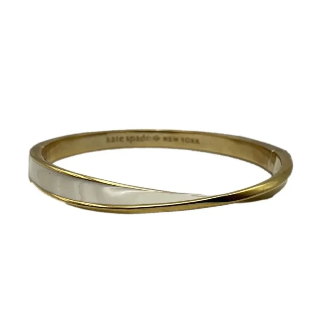 KATE SPADE New York Cream Twist Enamel Bangle Bracelet - Picture 2 of 3